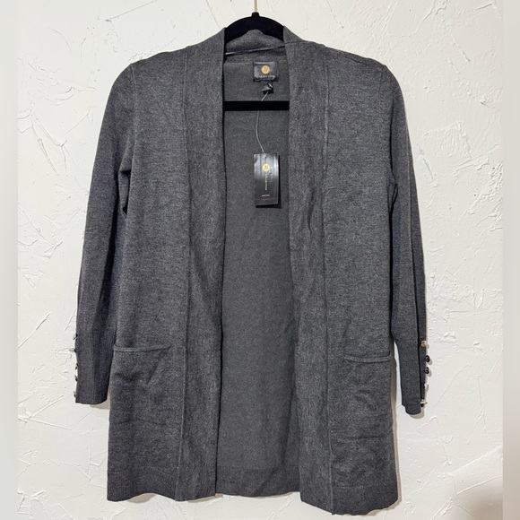NWT JM Collection Petite Open-Front Button-Cuff Cardigan Sz PP/ 2P/ Small P - Picture 2 of 8